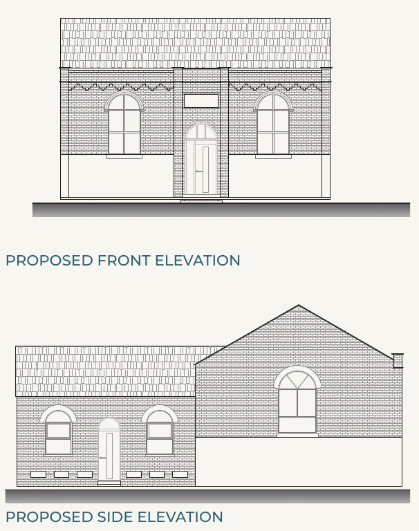 Proposed front and side elevations