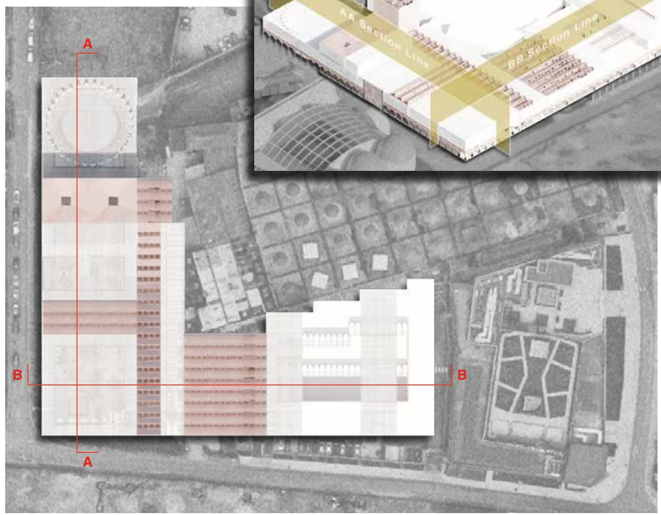 Site plan with section lines AA and BB