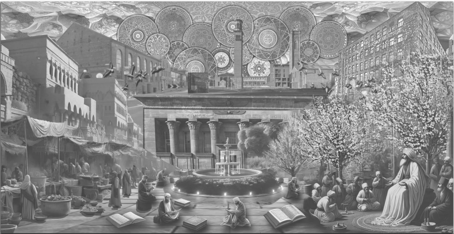 The Cultural Retreat collage of the courtyard and market