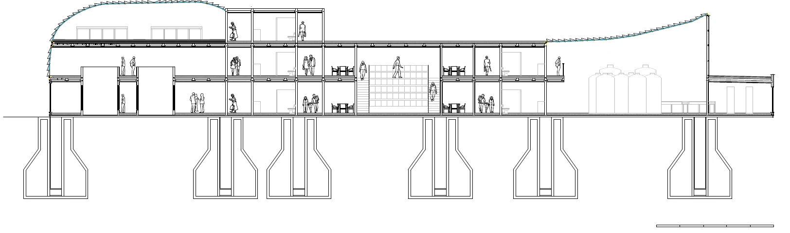 Section on pile foundations