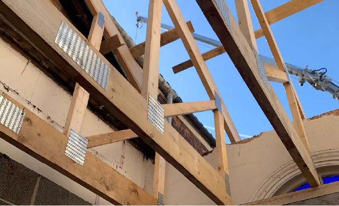 Roofing, new timber trusses