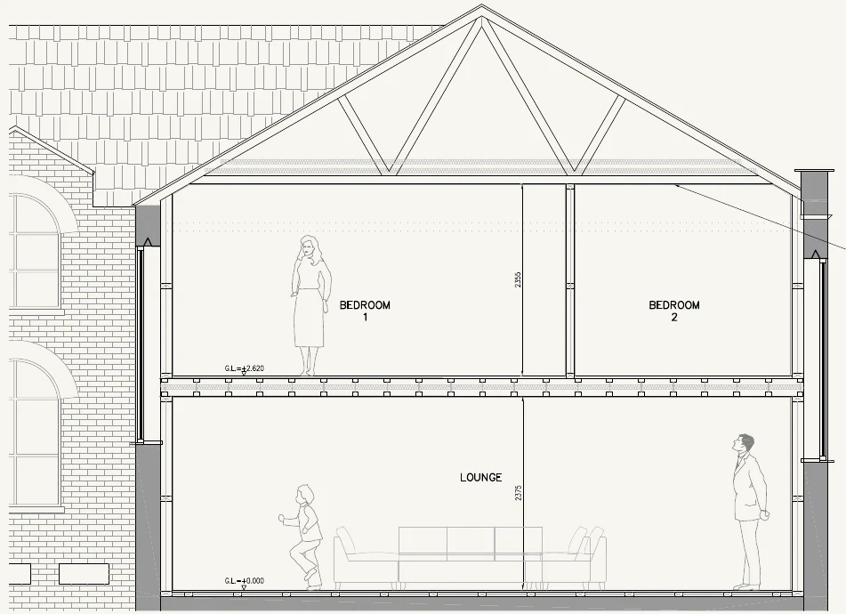 Section B-B for building regulations